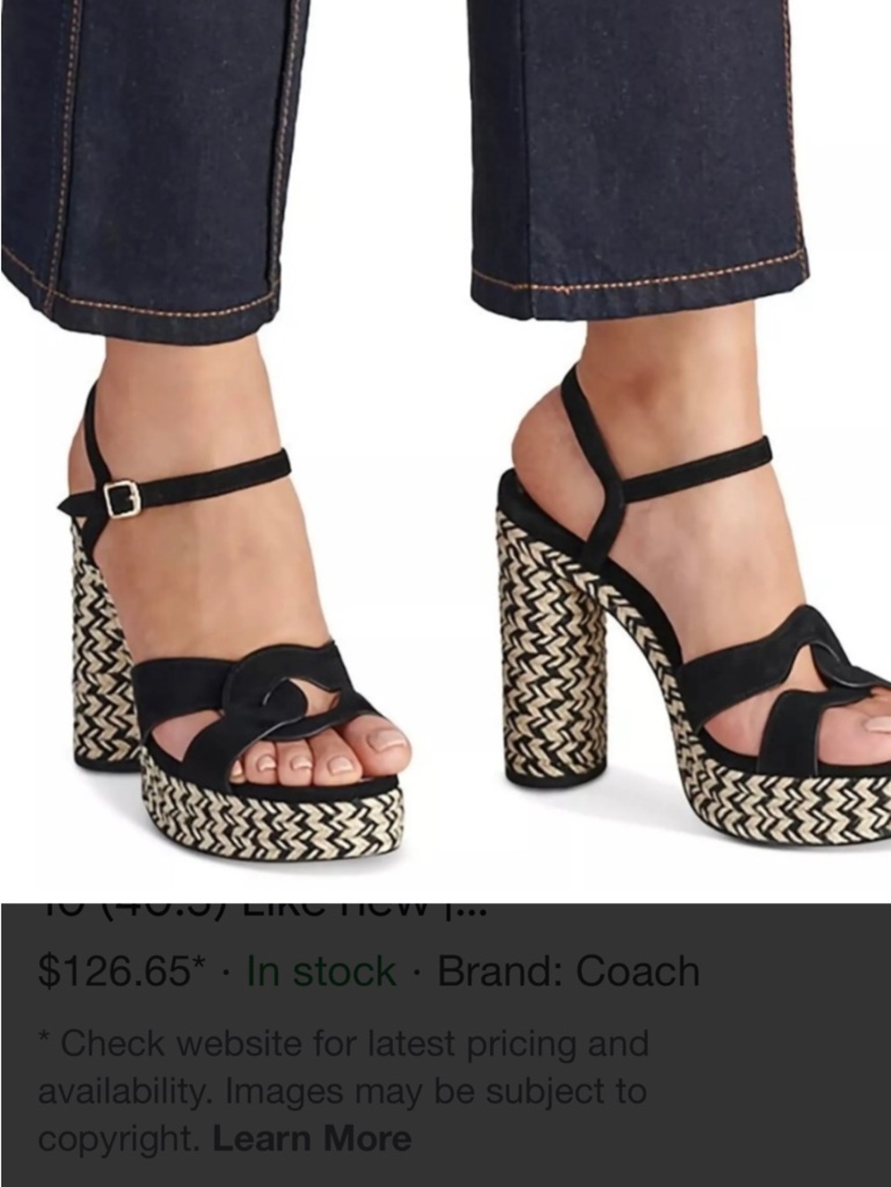 NWOT Coach Black Suede Sandals with Signature Canvas Insole